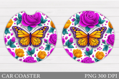 Butterfly Car Coaster Design. Butterfly Sublimation Product Image 1