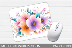 Flowers Mouse Pad Sublimation. Floral Mouse Pad Design Product Image 1