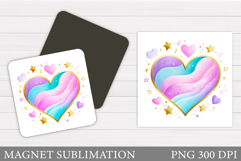 Heart Magnet Design. Valentines Magnet Sublimation Product Image 1