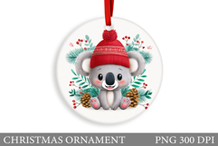 Cute Koala Christmas Ornament. Christmas Koala Sublimation Product Image 1