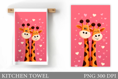 Valentines Giraffe Kitchen Towel. Valentine Kitchen Towel Product Image 1
