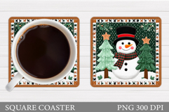 Cute Snowman Coaster Design. Christmas Coaster Sublimation Product Image 1