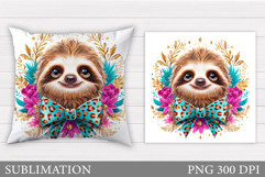 Cute Sloth Pillow Sublimation. Cute Sloth Sublimation Product Image 1