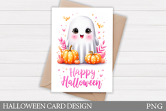 Cute Halloween Card Printable. Halloween Ghost Card Design Product Image 1