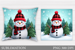 Cute Snowman Pillow Sublimation. Christmas Pillow Design Product Image 1