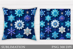 Snowflakes Pillow Design. Christmas Pillow Sublimation Product Image 1