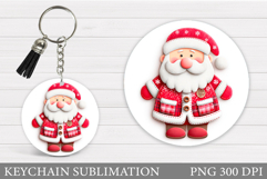 Cute Santa Claus Keychain. Christmas Keychain Sublimation Product Image 1