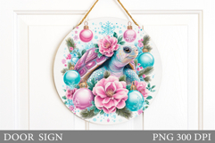 Christmas Turtle Door Sign. Christmas Door Sign Sublimation Product Image 1