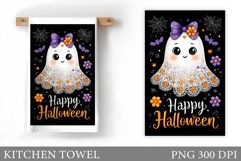 Cute Ghost Kitchen Towel. Cute Halloween Kitchen Towel Product Image 1