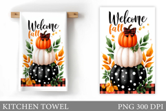 Fall Pumpkin Kitchen Towel. Fall Kitchen Towel Sublimation Product Image 1