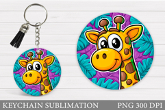 Cute Giraffe Keychain Design. Giraffe Sublimation Product Image 1