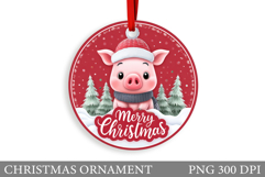 Cute Pig Christmas Ornament. Christmas Ornament Sublimation Product Image 1