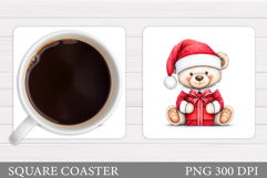 Christmas Bear Coaster Design. Christmas Coaster Sublimation Product Image 1