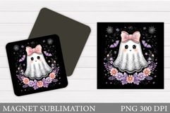 Cute Ghost Magnet Design. Cute Ghost Sublimation Product Image 1