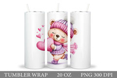 Valentines Bear Tumbler. Valentines Tumbler Sublimation Product Image 1