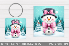 Christmas Snowman Keychain. Christmas Keychain Sublimation Product Image 1