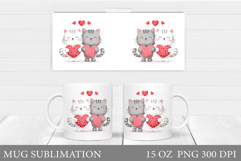 Valentines Cat Mug Design. Valentines Mug Sublimation Product Image 1