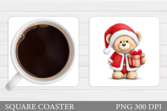 Christmas Bear Coaster Design. Christmas Coaster Sublimation Product Image 1