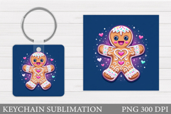 Cute Gingerbread Keychain. Christmas Keychain Sublimation Product Image 1