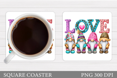Valentines Gnome Coaster. Valentines Coaster Sublimation Product Image 1