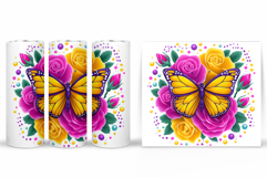 Butterfly Tumbler Sublimation. Flowers Tumbler Design Product Image 2