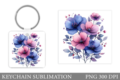 Wildflowers Keychain Design. Flowers Keychain Sublimation Product Image 1