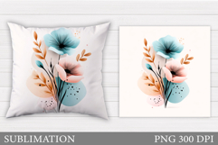 Floral Pillow Design. Flowers Sublimation Product Image 1