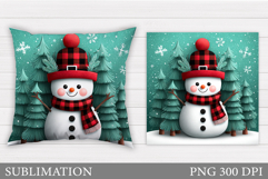 Cute Snowman Pillow Sublimation. Christmas Pillow Design Product Image 1