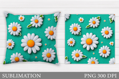 Daisy Flowers Pillow Sublimation. Flowers Pillow Design Product Image 1