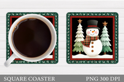 Cute Snowman Coaster Design. Christmas Coaster Sublimation Product Image 1