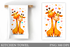Valentines Giraffe Kitchen Towel. Valentine Kitchen Towel Product Image 1