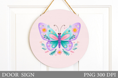 Butterfly Door Sign Sublimation. Flowers Door Sign Design Product Image 1