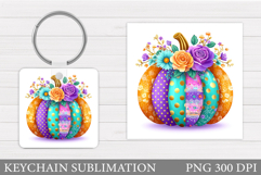 Patchwork Pumpkin Keychain. Pumpkin Keychain Design Product Image 1