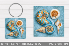 Seashell Keychain Sublimation. Sea Keychain Design Product Image 1