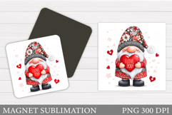 Valentines Gnome Magnet. Valentines Magnet Sublimation Product Image 1
