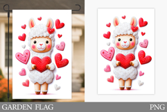 Valentines Lama Garden Flag. Valentines Garden Flag Design Product Image 1