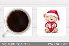 Christmas Bear Coaster Design. Christmas Coaster Sublimation Product Image 1