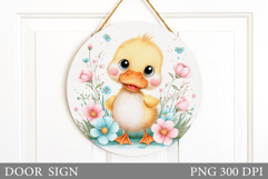 Cute Duck Door Sign Design. Spring Door Sign Sublimation Product Image 1