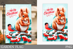 Christmas Squirrel Garden Flag. Christmas Bird Garden Flag Product Image 1