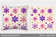 Snowflakes Pillow Design. Christmas Pillow Sublimation Product Image 1