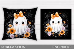 Cute Ghost Pillow Design. Cute Ghost Sublimation Product Image 1