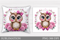 Cute Owl Pillow Sublimation. Owl Sublimation Product Image 1