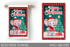 Cute Elephant Kitchen Towel. Christmas Kitchen Towel Design Product Image 1