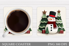 Cute Snowman Coaster Design. Christmas Coaster Sublimation Product Image 1