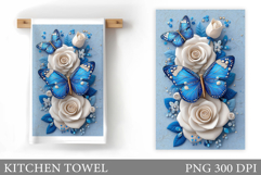 Butterfly Kitchen Towel. Flowers Kitchen Towel Sublimation Product Image 1