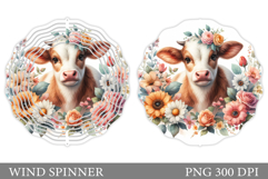 Cute Cow Wind Spinner Design. Cute Cow Sublimation Product Image 1