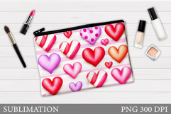 Hearts Cosmetics Bag. Valentines Makeup Bag Design Product Image 1