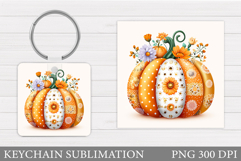 Patchwork Pumpkin Keychain. Pumpkin Keychain Sublimation Product Image 1