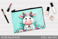 Cute Cow Cosmetics Bag Design. Cow Makeup Bag Sublimation Product Image 1