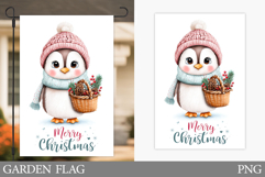 Penguin Garden Flag. Christmas Garden Flag Sublimation Product Image 1